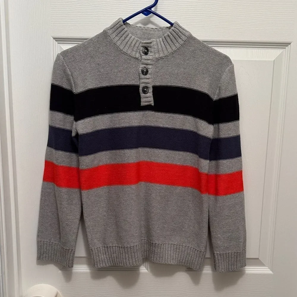 Gymboree Gray Striped Kids Sweater Size Large (10-12)